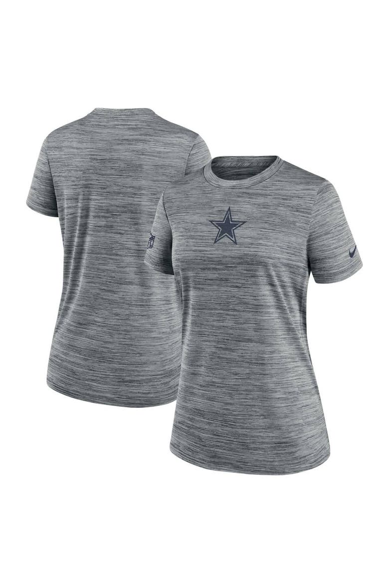 Women's Nike Gray Dallas Cowboys Sideline Velocity Performance T-Shirt, Main, color, Gray