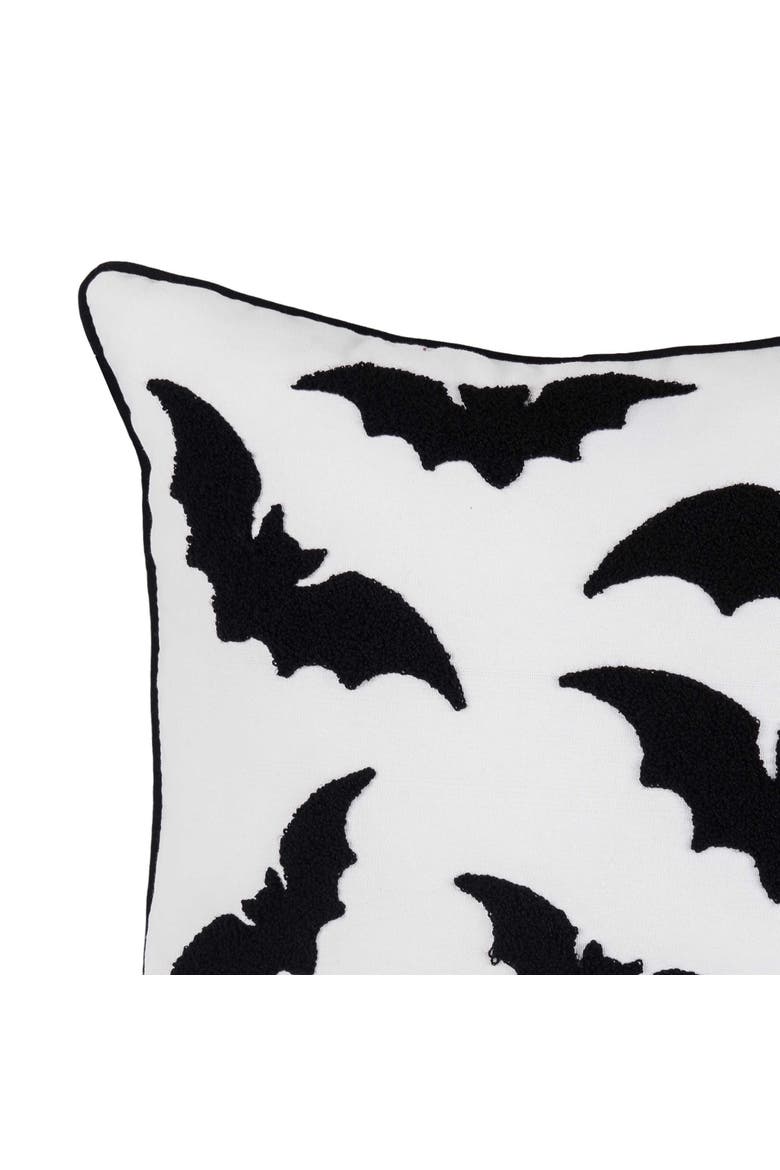 Black Bats In Flight Halloween Tufted Accent Pillow, Alternate, color, Black