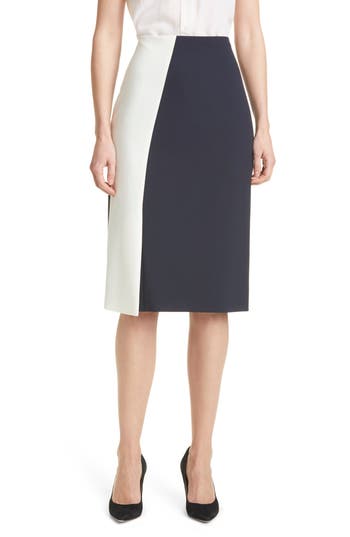 Hugo Boss Boss Vianno Colorblock Pencil Skirt In Black