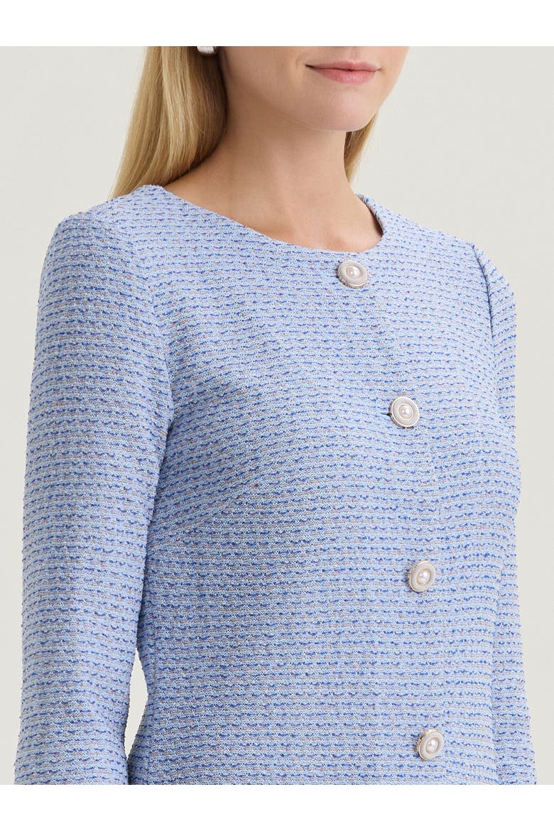Tri-Color Tweed Knit Sheath Dress, Alternate, color, Blue/Charmeuse/Biscotti