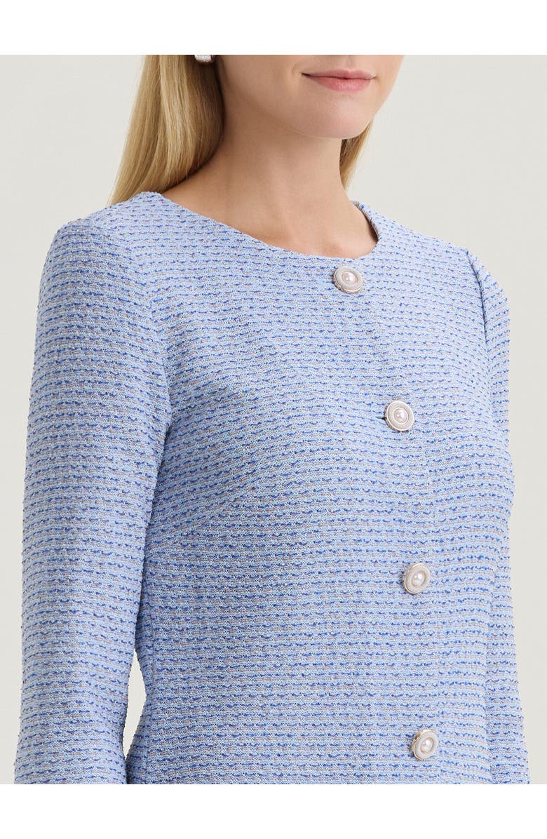 Misook Tri-Color Tweed Knit Sheath Dress, Alternate, color, Blue/Charmeuse/Biscotti