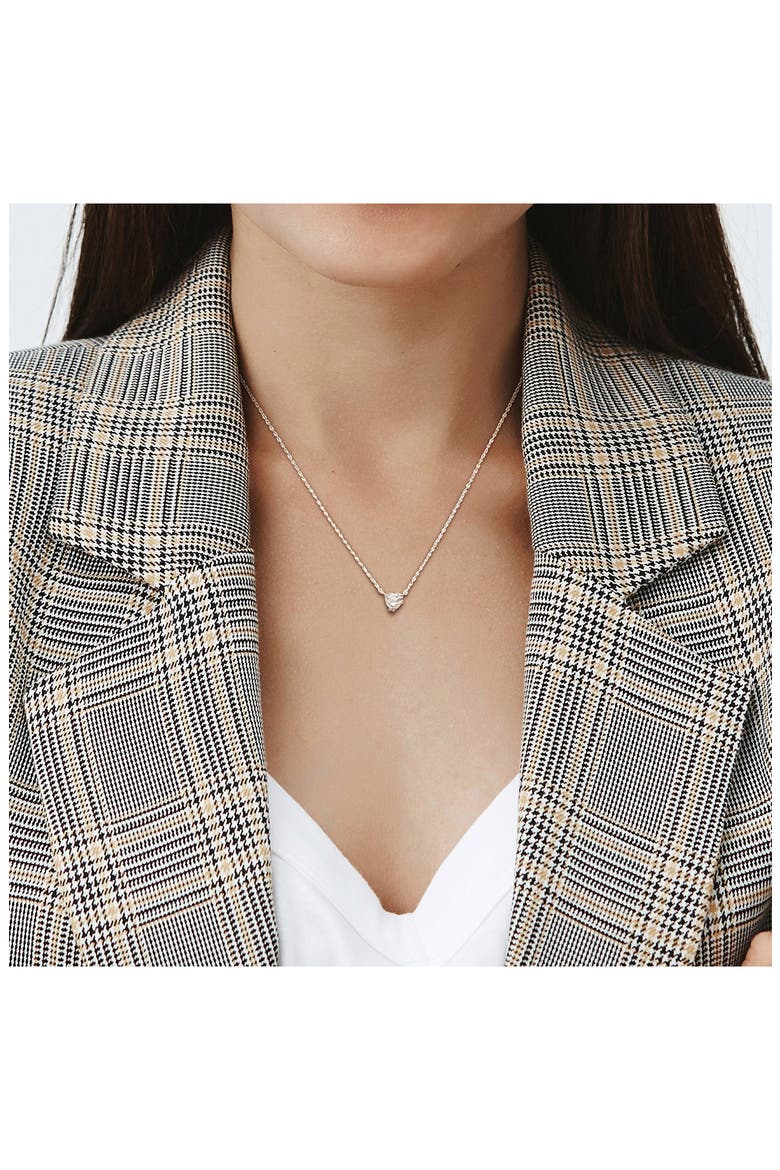 Sterling Silver Aquamarine & Diamond Heart Pendant Necklace, Alternate, color, BLUE