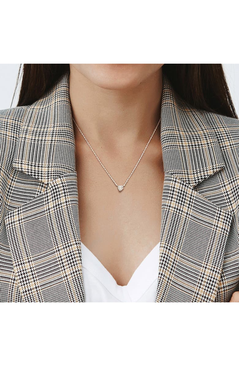 DELMAR Sterling Silver Aquamarine & Diamond Heart Pendant Necklace, Alternate, color, Blue