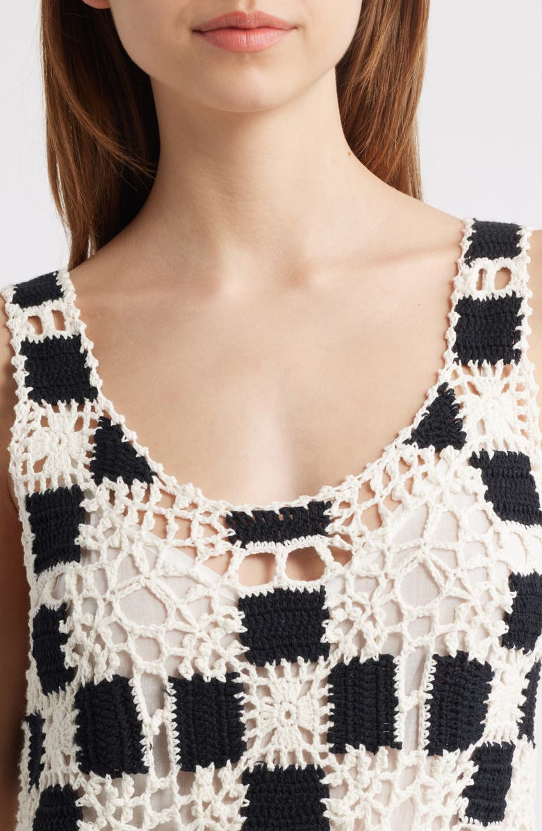 Cleobella Lily Sleeveless Crochet Midi Dress, Alternate, color, Ivory / Black