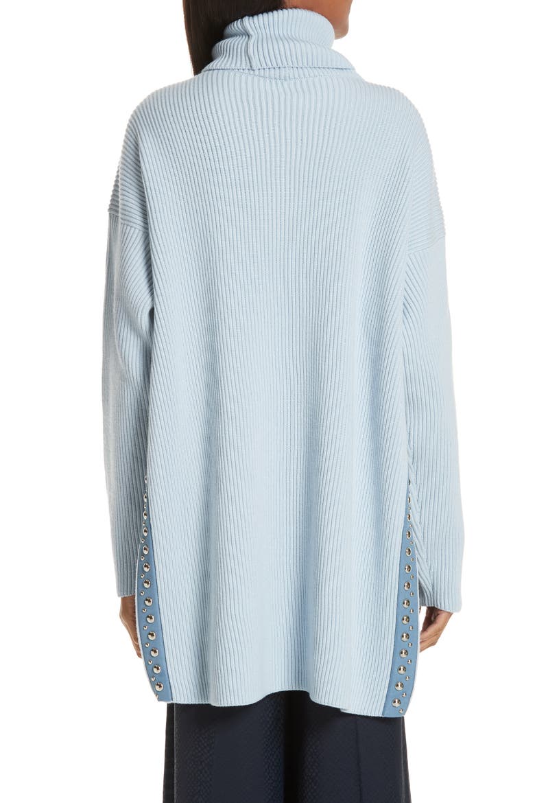 Stud Detail Turtleneck Sweater, Alternate, color, OXFORD BLUE
