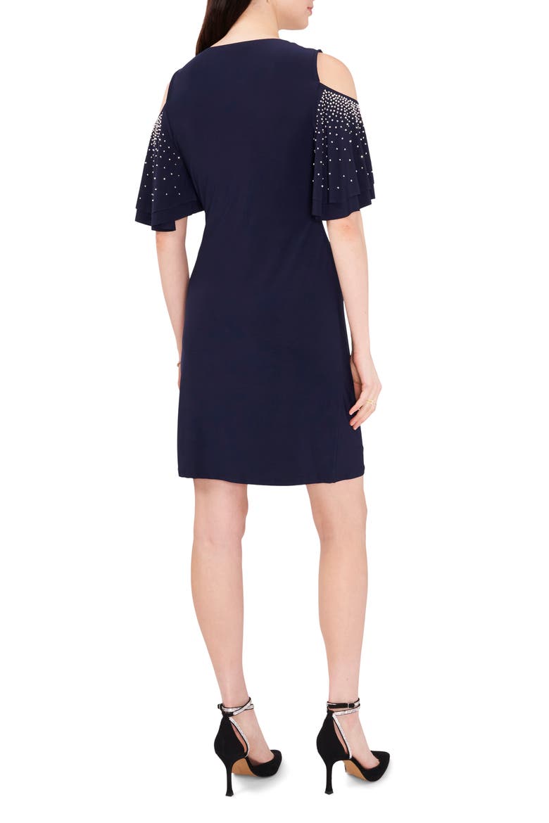 Cold Shoulder Wrap Front Dress, Alternate, color, NAVY