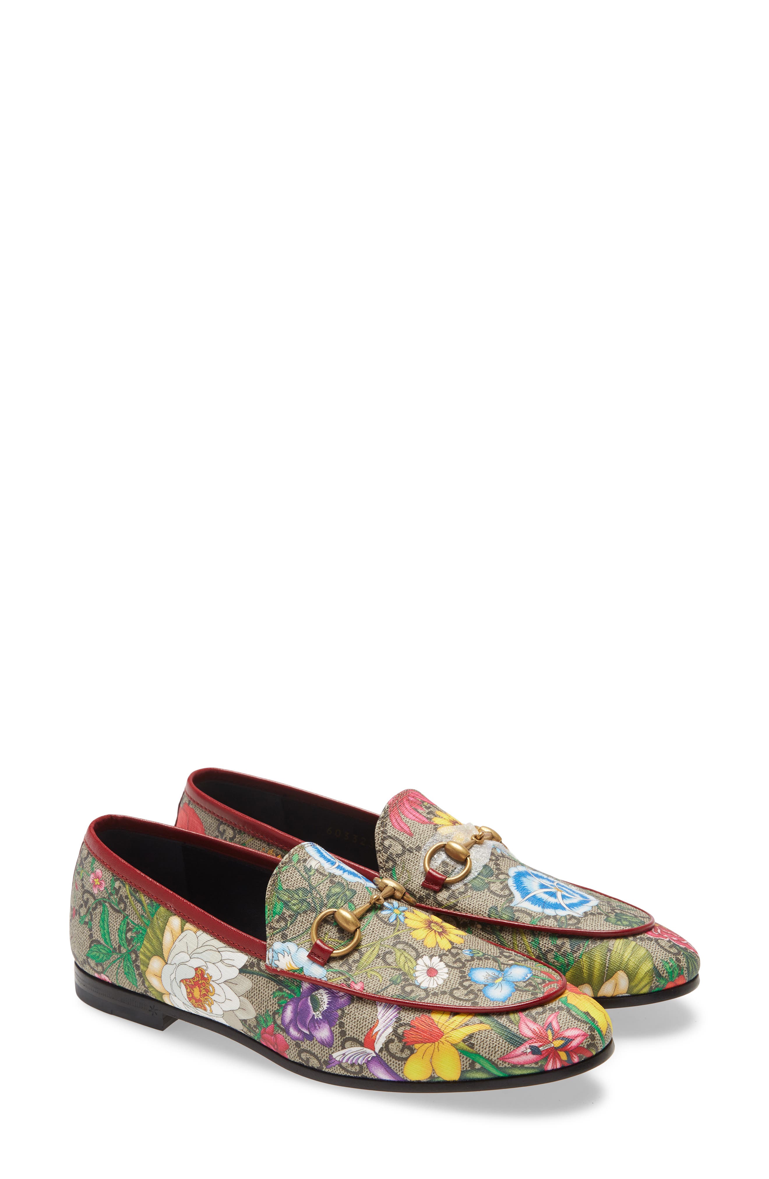 Gucci New Jordaan Floral GG Supreme Loafer, Main, color, 