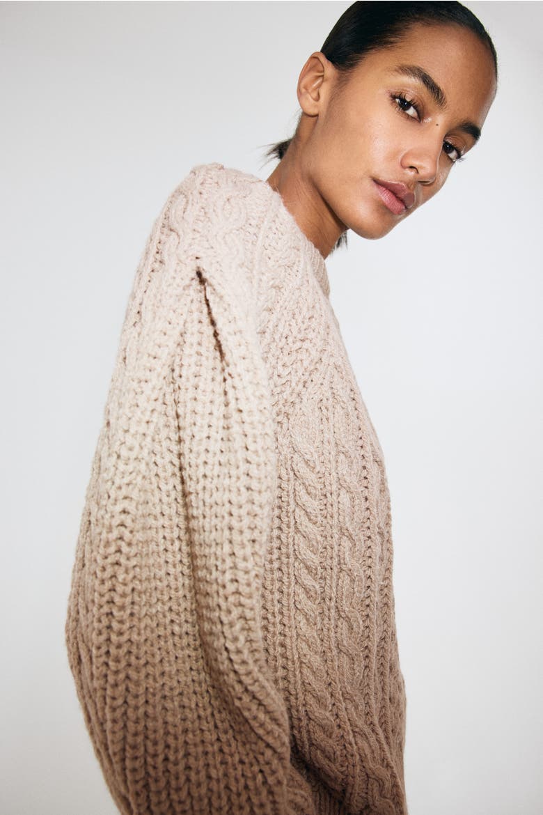 Cable-knit Jumper, Alternate, color, Taupe