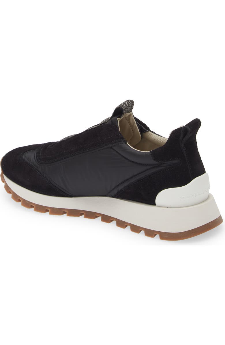 Brunello Cucinelli Monili Suede & Nylon Slip-On Sneaker, Alternate, color,