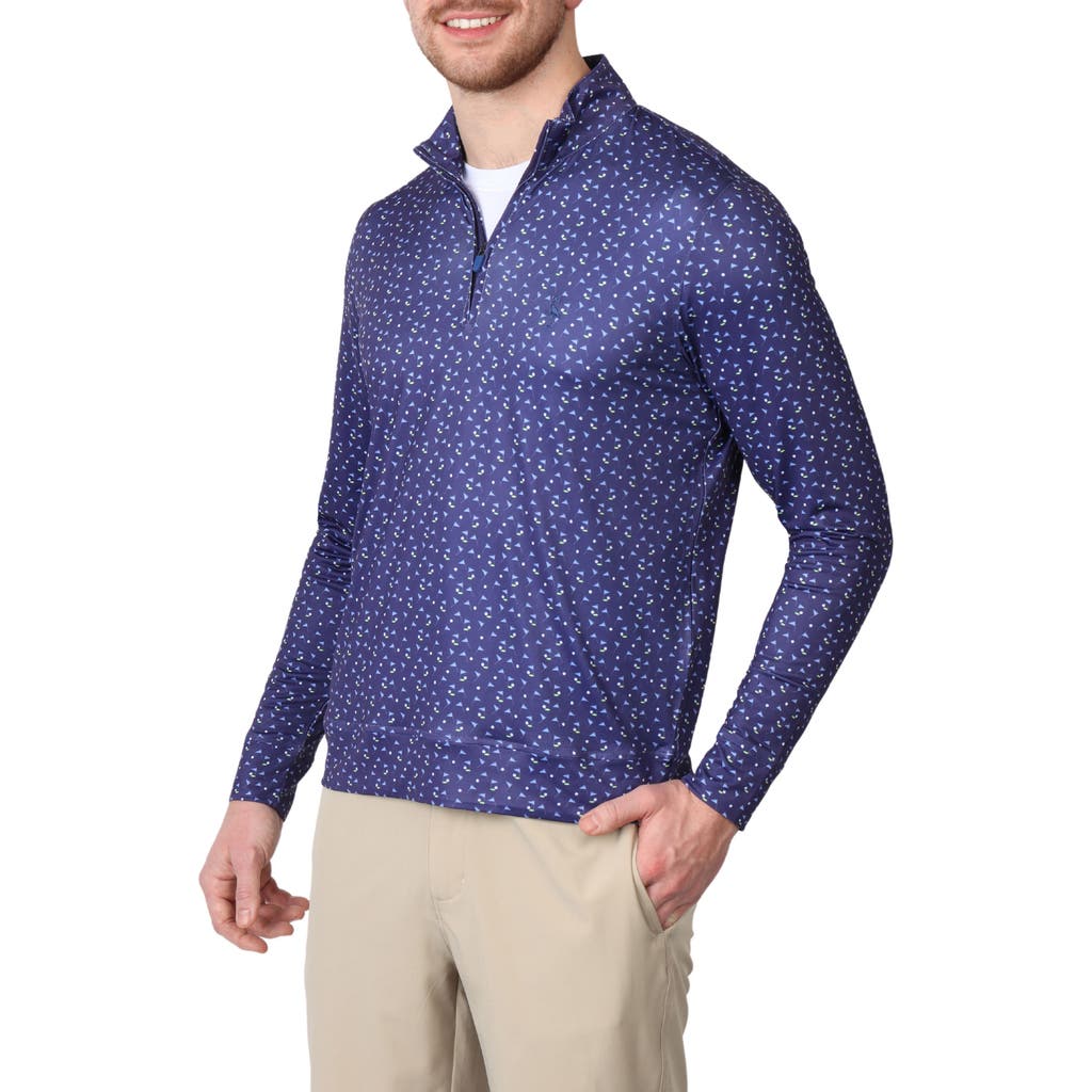 Tailorbyrd Flags Performance Quarter Zip Golf Pullover In Navy