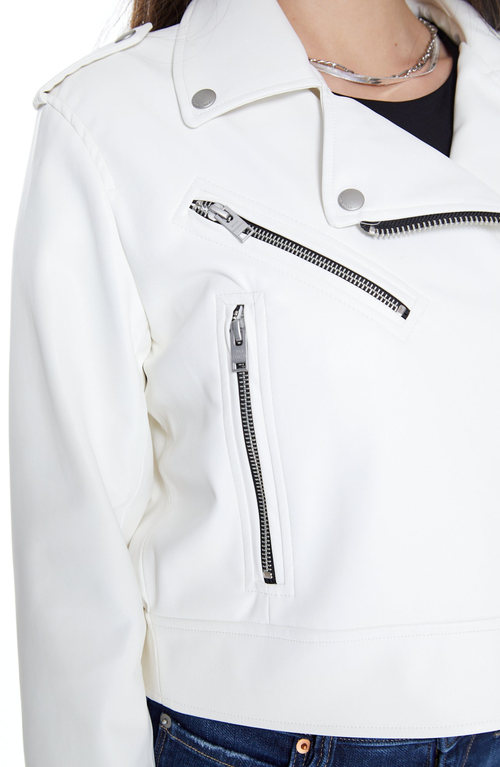 Blue Revival Ride Or Die Faux Leather Jacket In White