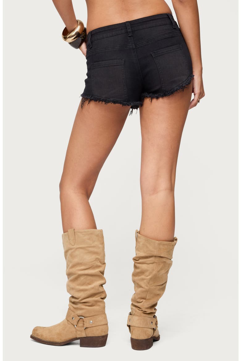 Studded Low Rise Denim Shorts, Alternate, color, BLACK