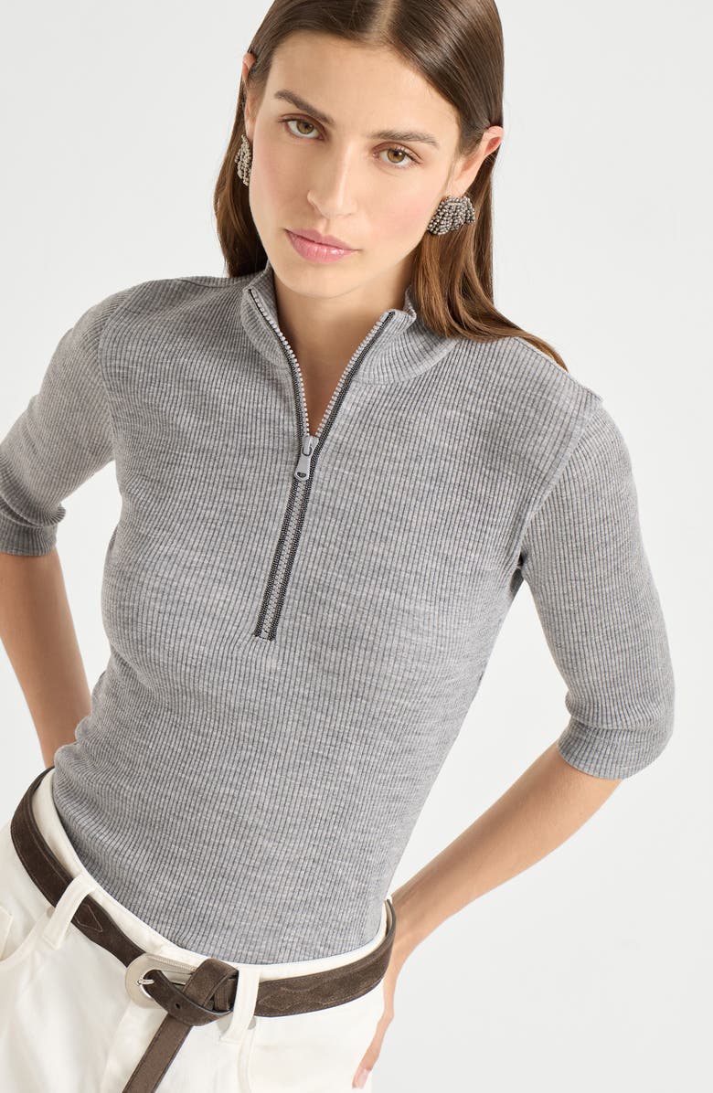 Brunello Cucinelli T-shirt with monili, Alternate, color, Grey