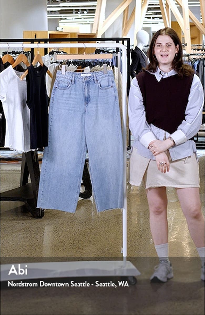 High Waist Raw Hem Crop Wide Leg Jeans, sales video thumbnail