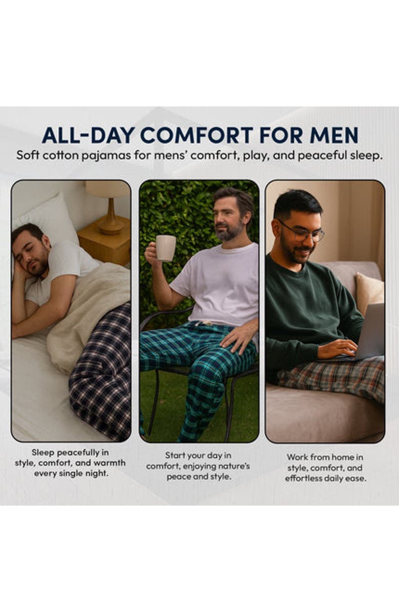 BenBen 3 Pack Mens Flannel Pajamas Pants Ultra Soft, Alternate, color, Black