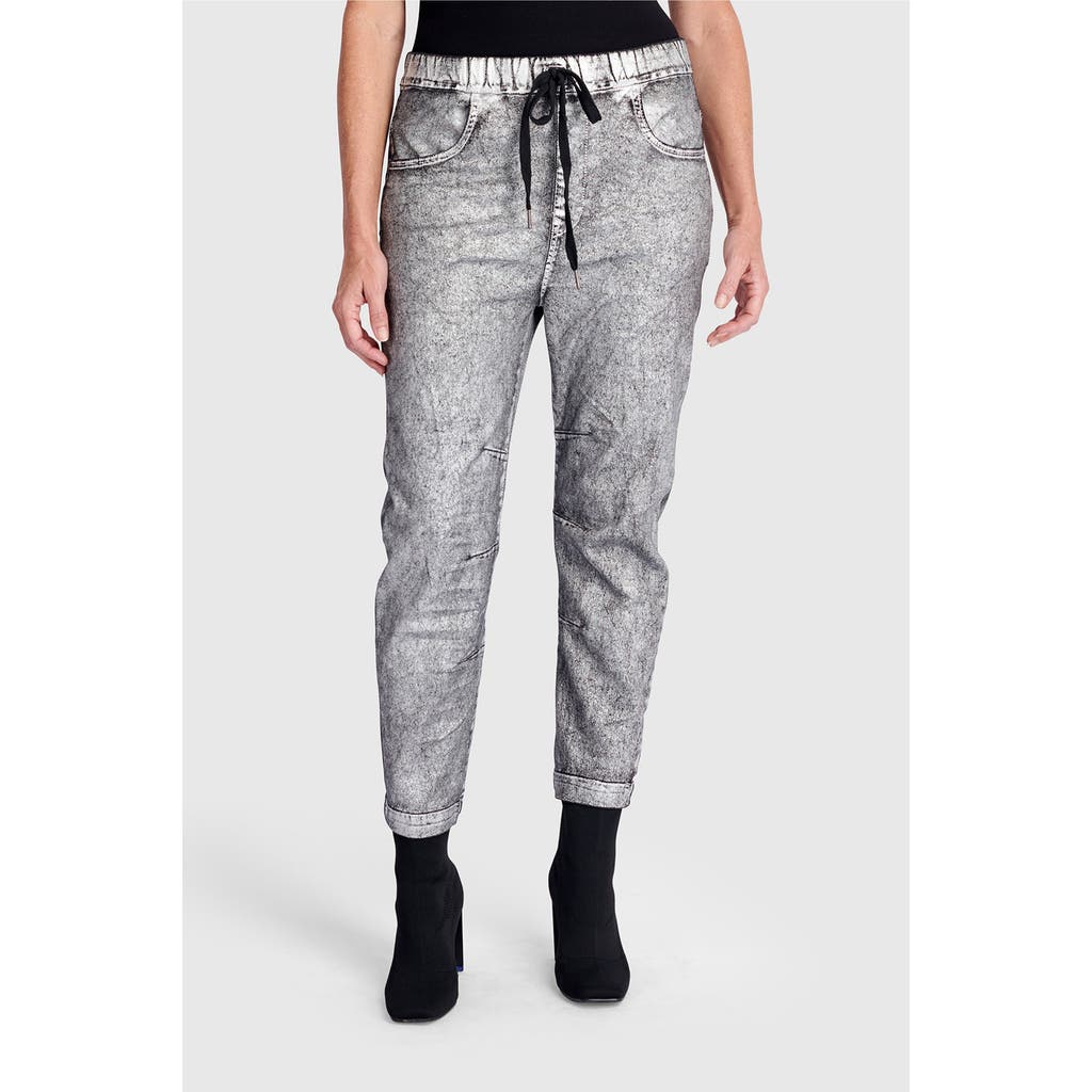Alembika Metallic Boyfriend Jogger Jeans In Silver
