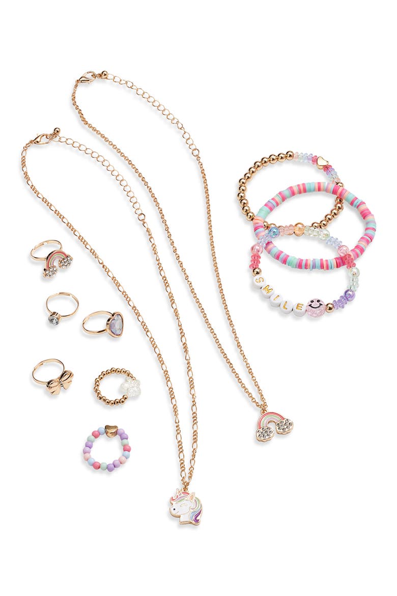 Kids' 11-Piece Jewelry Gift Box Set, Alternate, color, PINK MULTI