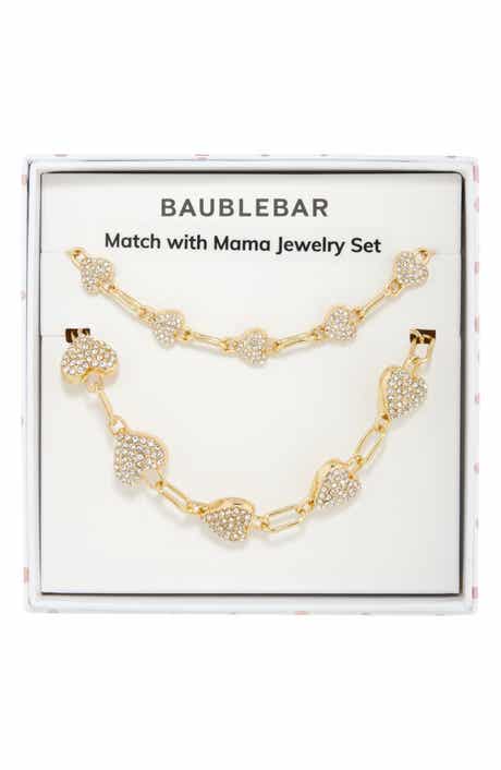 BaubleBar Match with Mama Set of 2 Heart Station Chain Bracelets