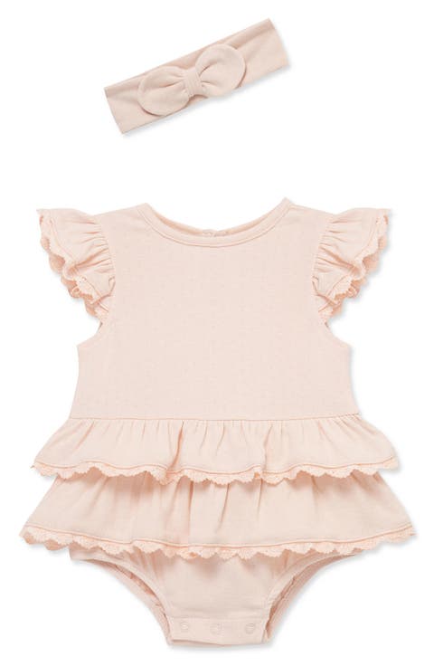 Seashell Lace Bubble Bubble Romper & Headband Set (Baby)