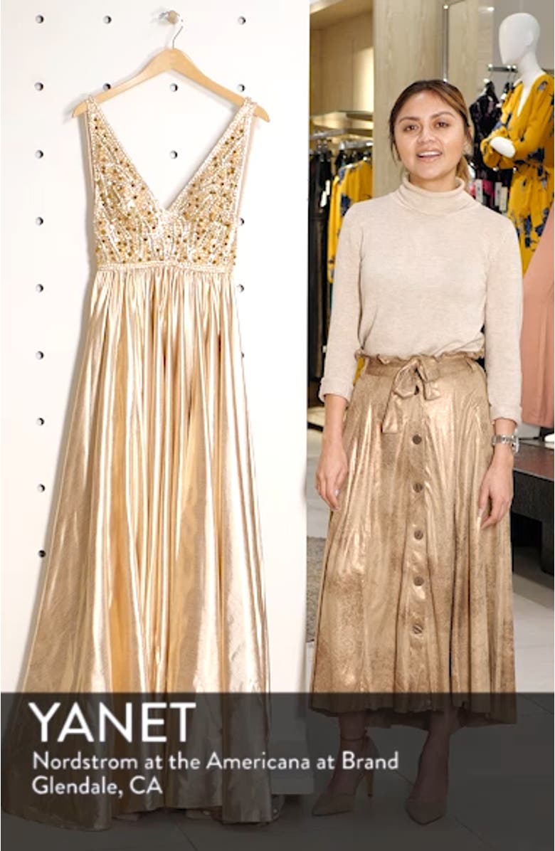 Sequin Metallic A-Line Gown, sales video thumbnail