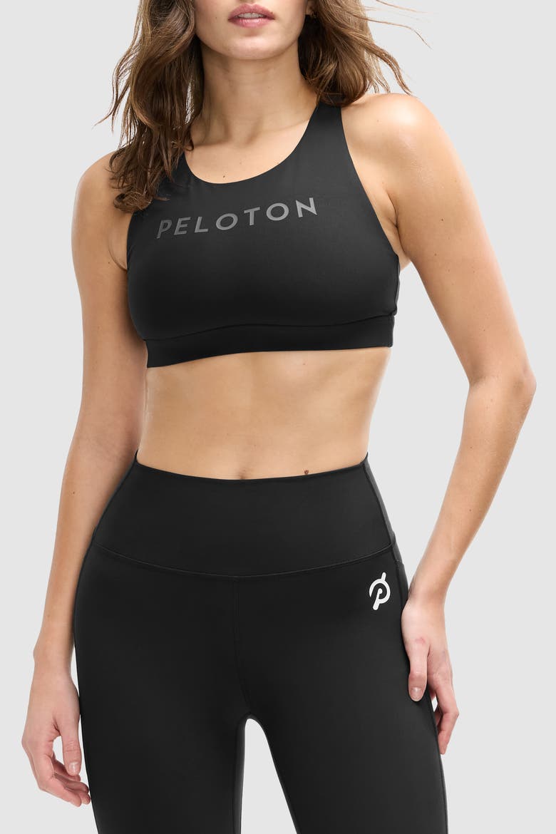 Cadent Mid Neck V Strap Bra, Main, color, JET BLACK