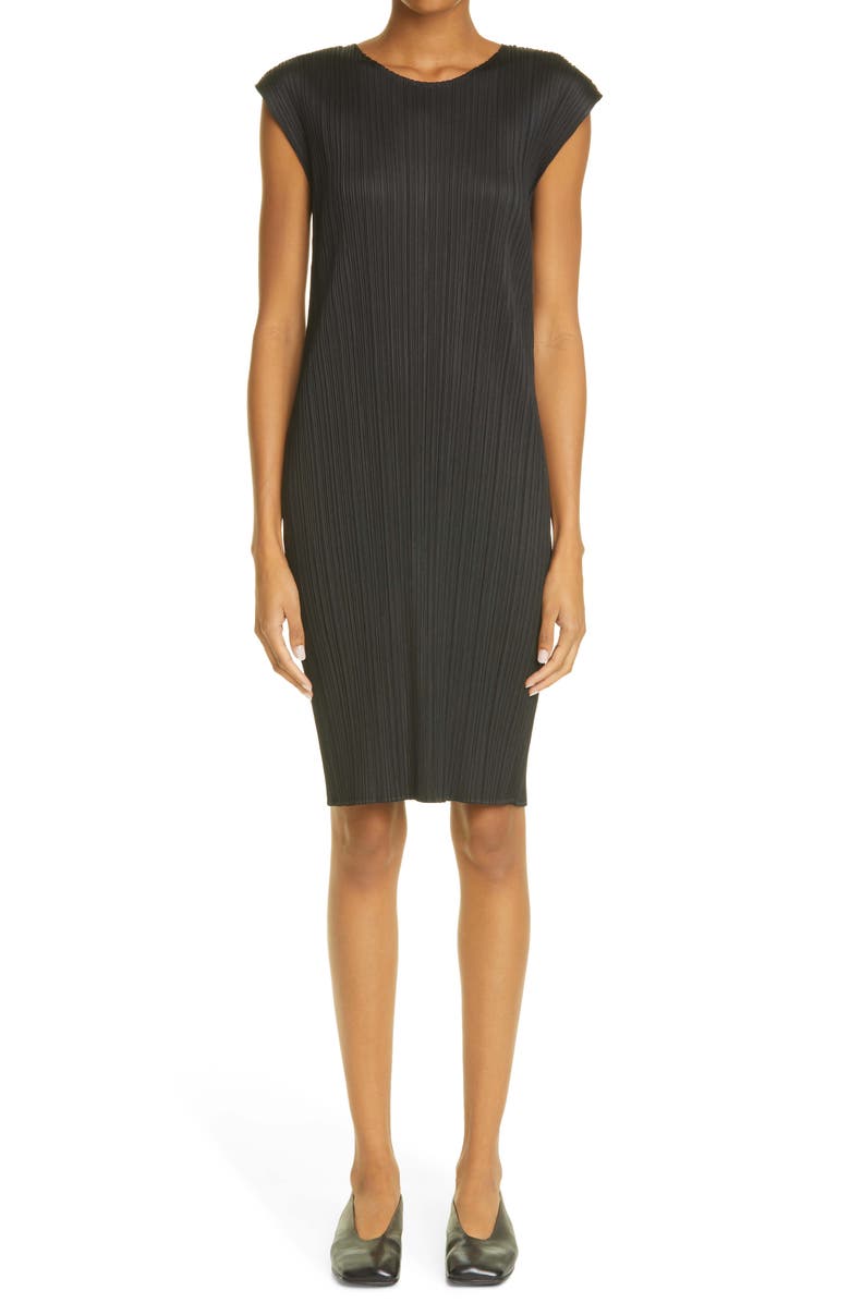 Pleats Please Issey Miyake Pleated Dress, Main, color, Black