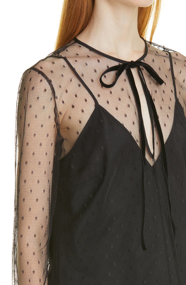 RED Valentino Front Tie Tulle Top, Alternate, color,