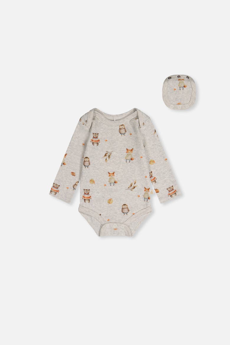 Organic Cotton Woodland Animal Snap Envelope Neck Romper, Main, color, Beige Animal Print