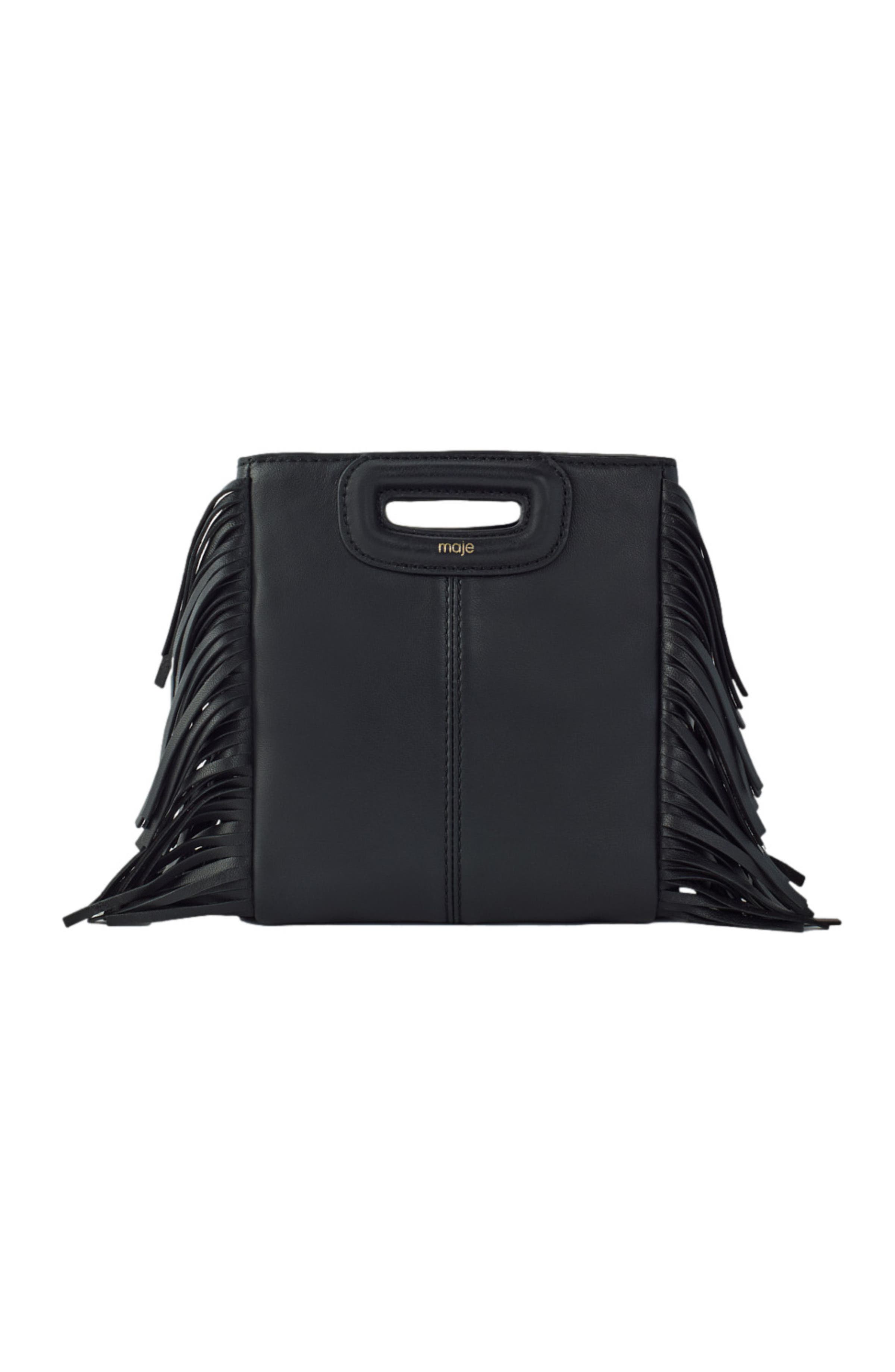 maje Mini M bag in smooth leather, Main, color, Black