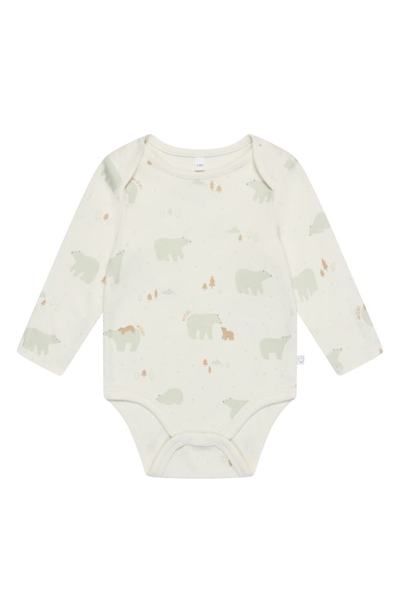 MORI Print Long Sleeve Bodysuit, Main, color, Polar Bear Print
