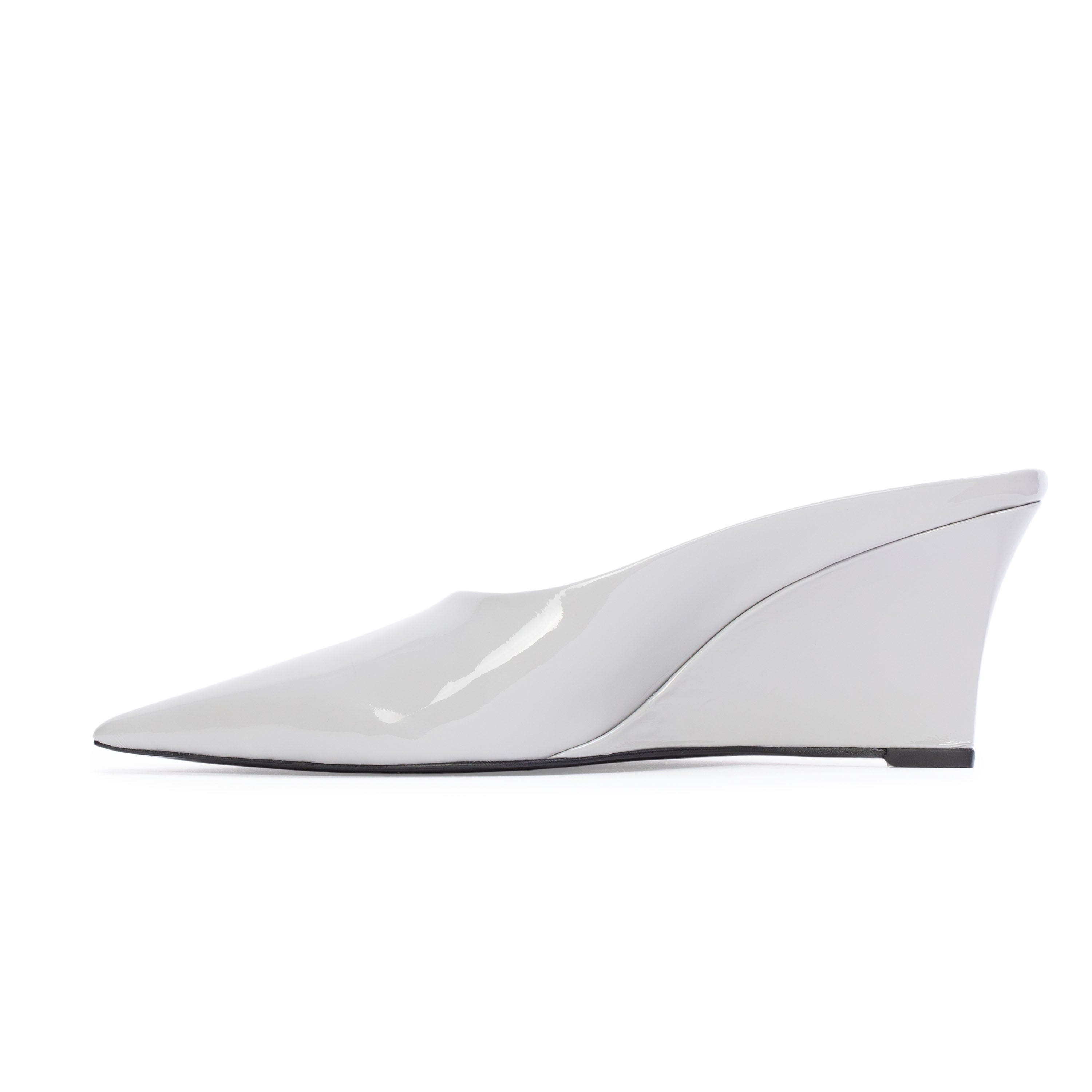 BLACK SUEDE STUDIO Aysha 70 Wedge, Alternate, color, Grey Patent Leather