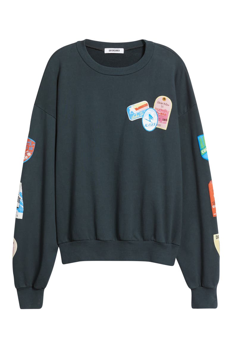 Ski Patch Pass Collector Oversize Cotton Sweatshirt (Women