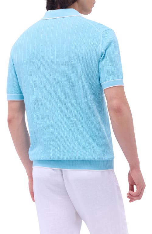 Bugatchi Johnny Collar Rib Polo In Turquoise