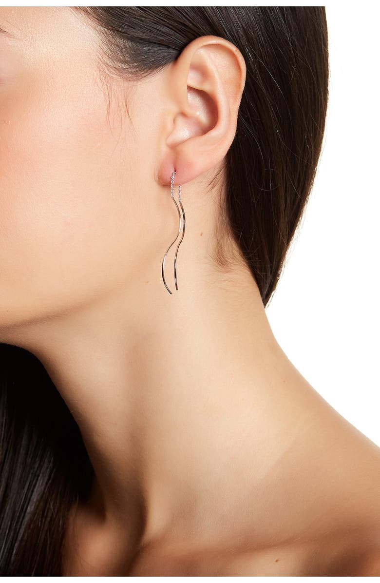 Adornia White Rhodium Plated Double Sided Threader Earrings, Main, color, 