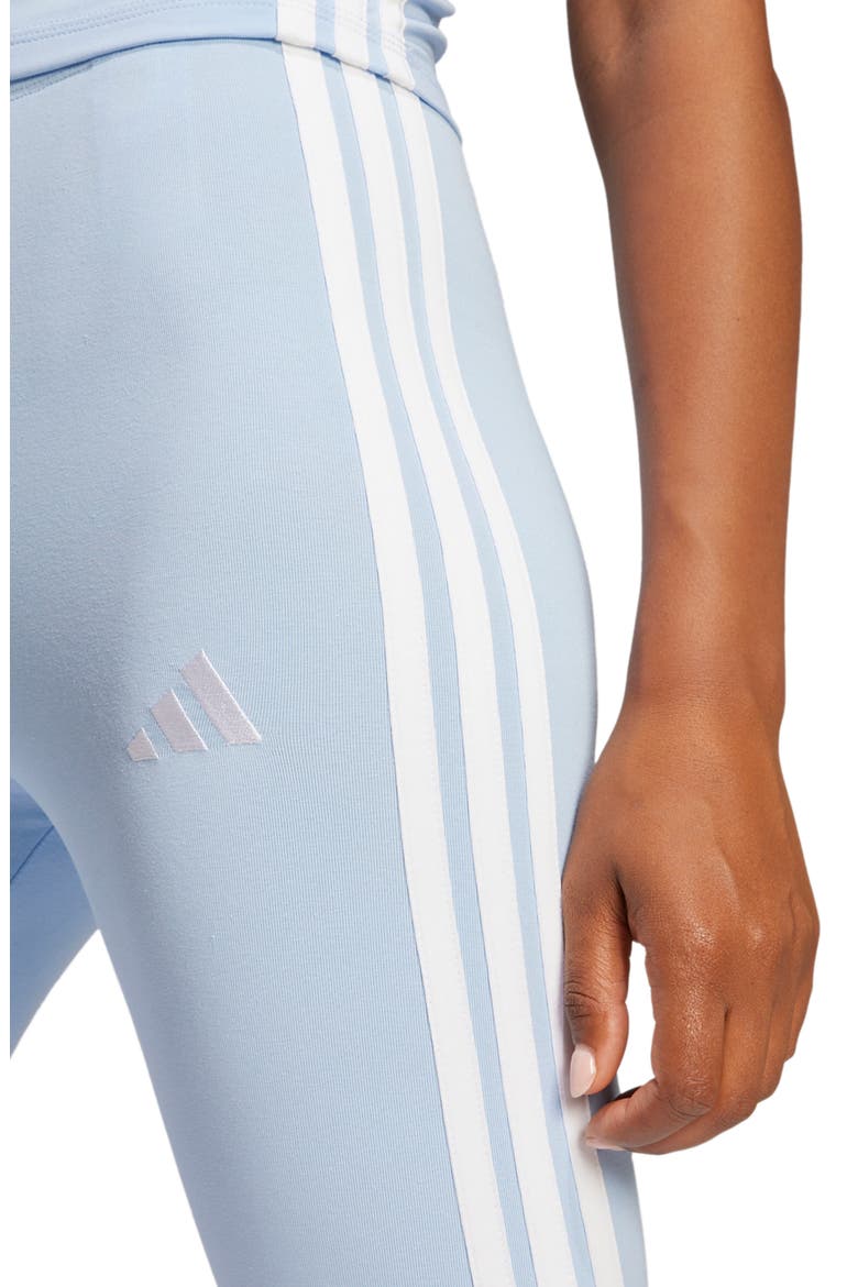 3-Stripe Leggings, Alternate, color, GLOW BLUE/ WHITE