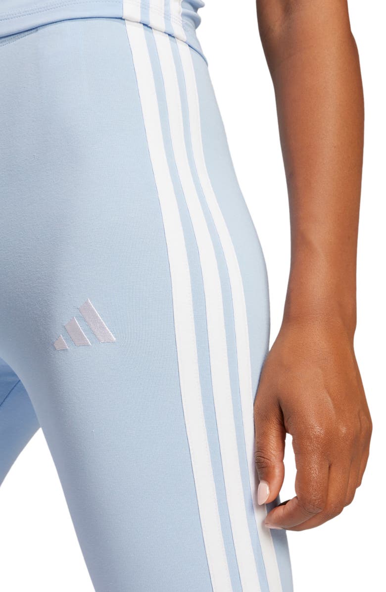 adidas 3-Stripe Leggings, Alternate, color, Glow Blue/ White