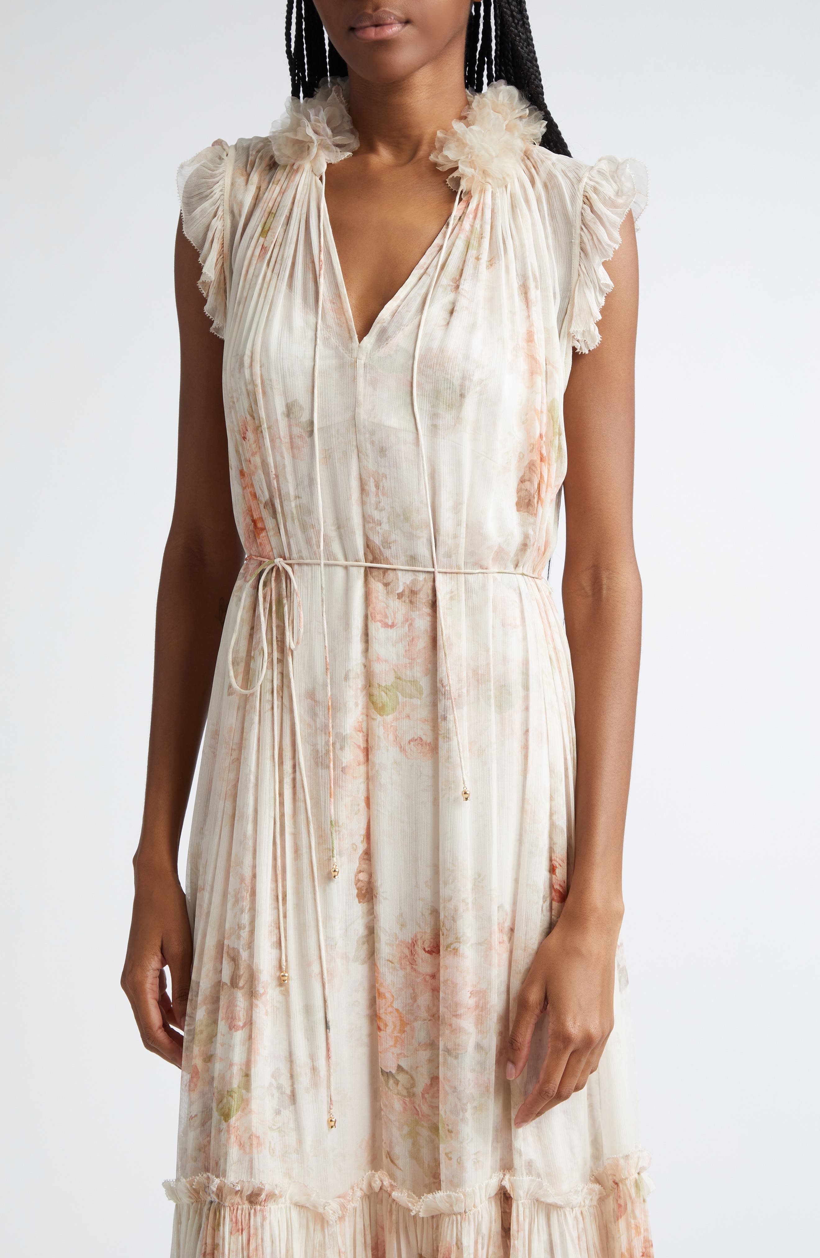 Zimmermann Illustration Floral Flutter Chiffon Midi Dress (Women ...