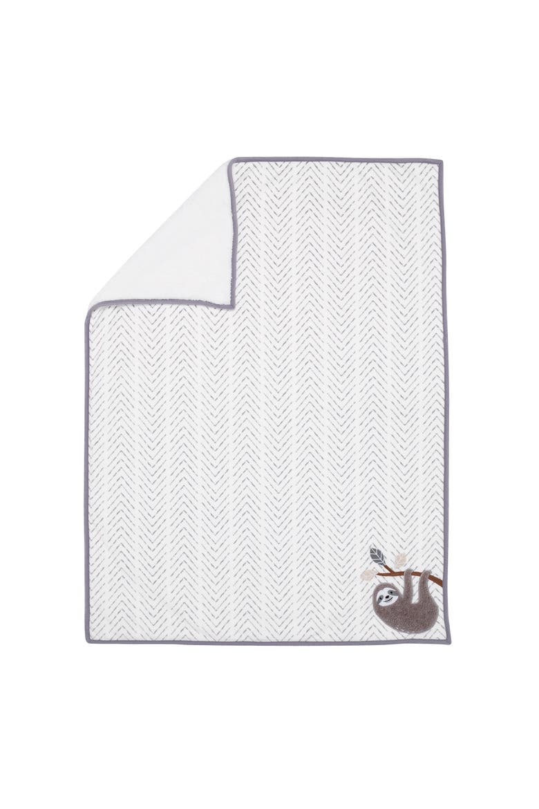 Baby Jungle Faux Shearling Sloth Baby Blanket, Alternate, color, White/ Grey