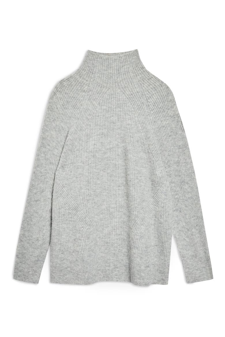 Raglan Turtleneck Neck Sweater, Alternate, color, GREY MARL