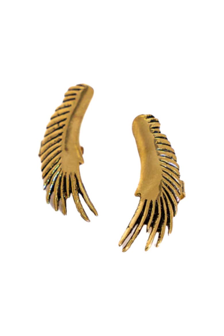 Vulture Wing Earrings, Main, color, Gold Plated