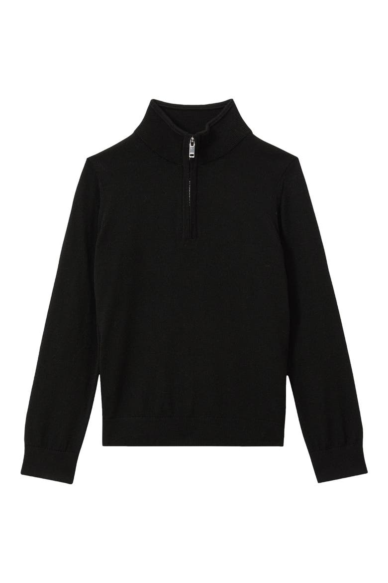 Kids' Blackhall Quarter Zip Wool Sweater, Main, color, BLACK