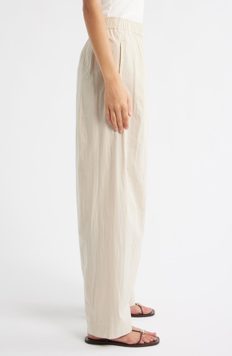 MANGO Pull-On Wide Leg Woven Cotton Pants, Alternate, color, Ecru