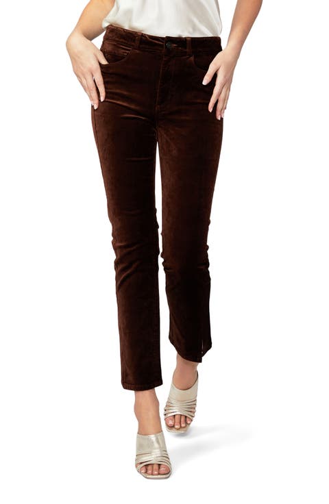 Cindy High Waist Twist Seam Ankle Straight Leg Jeans (Chicory Coffee)