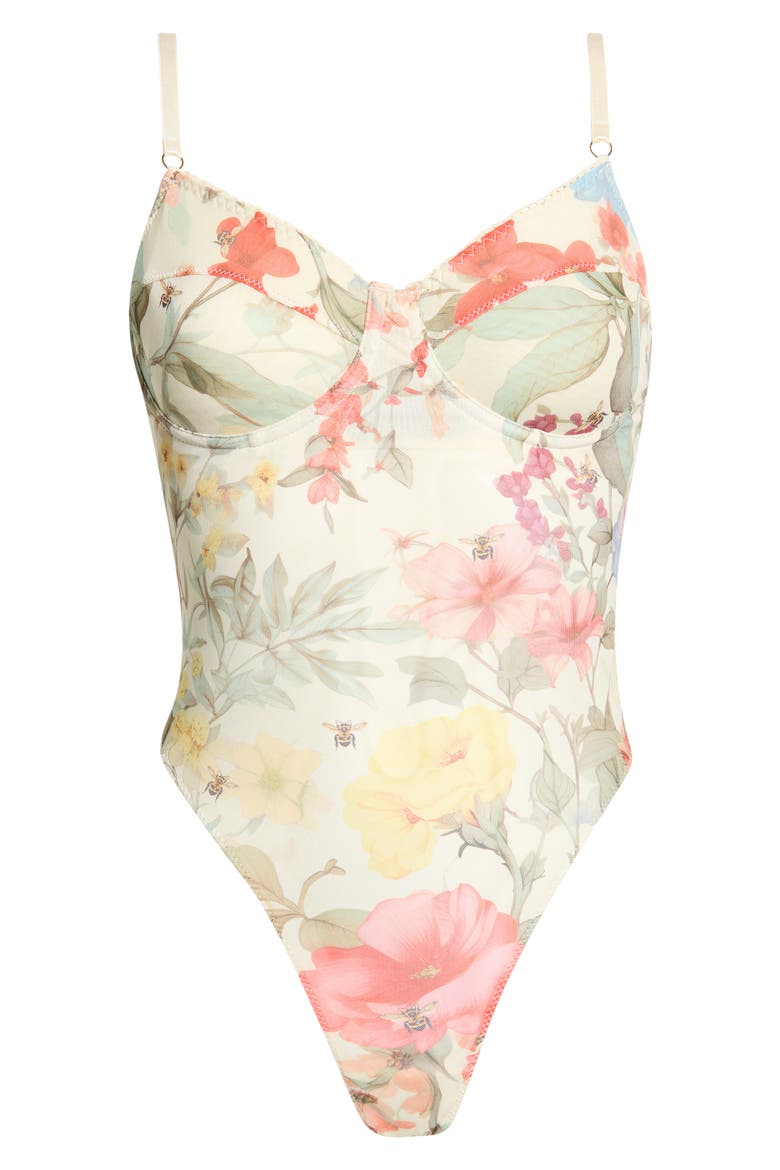 Underwire Mesh Bodysuit, Alternate, color, HONEYBEE