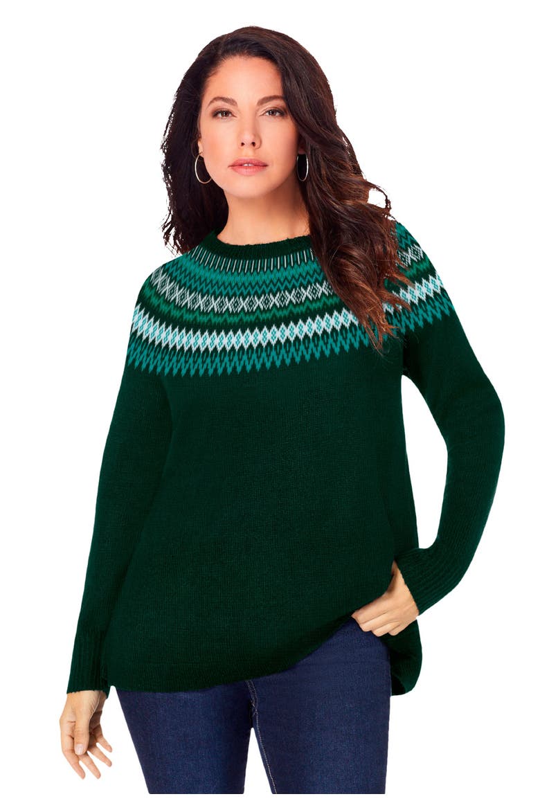 Fair Isle Pullover Sweater, Main, color, Green