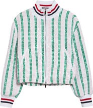 Thom Browne Rep Stripe Tweed Varsity Jacket