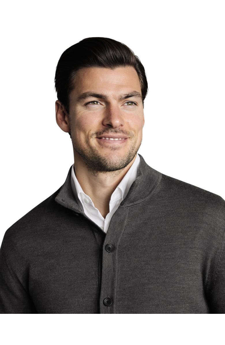 Charles Tyrwhitt Merino Button Through Funnel Neck Cardigan, Alternate, color, Gray