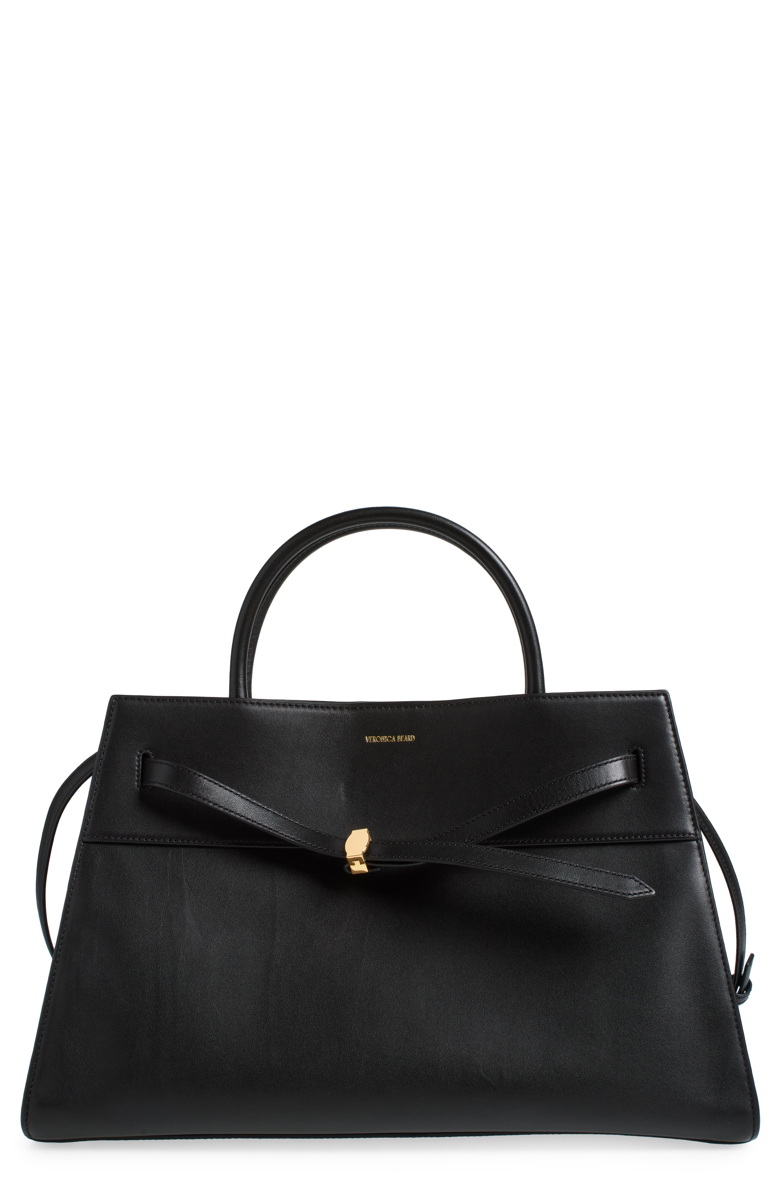 Veronica Beard Large Dash Leather Tote, Main, color, Black