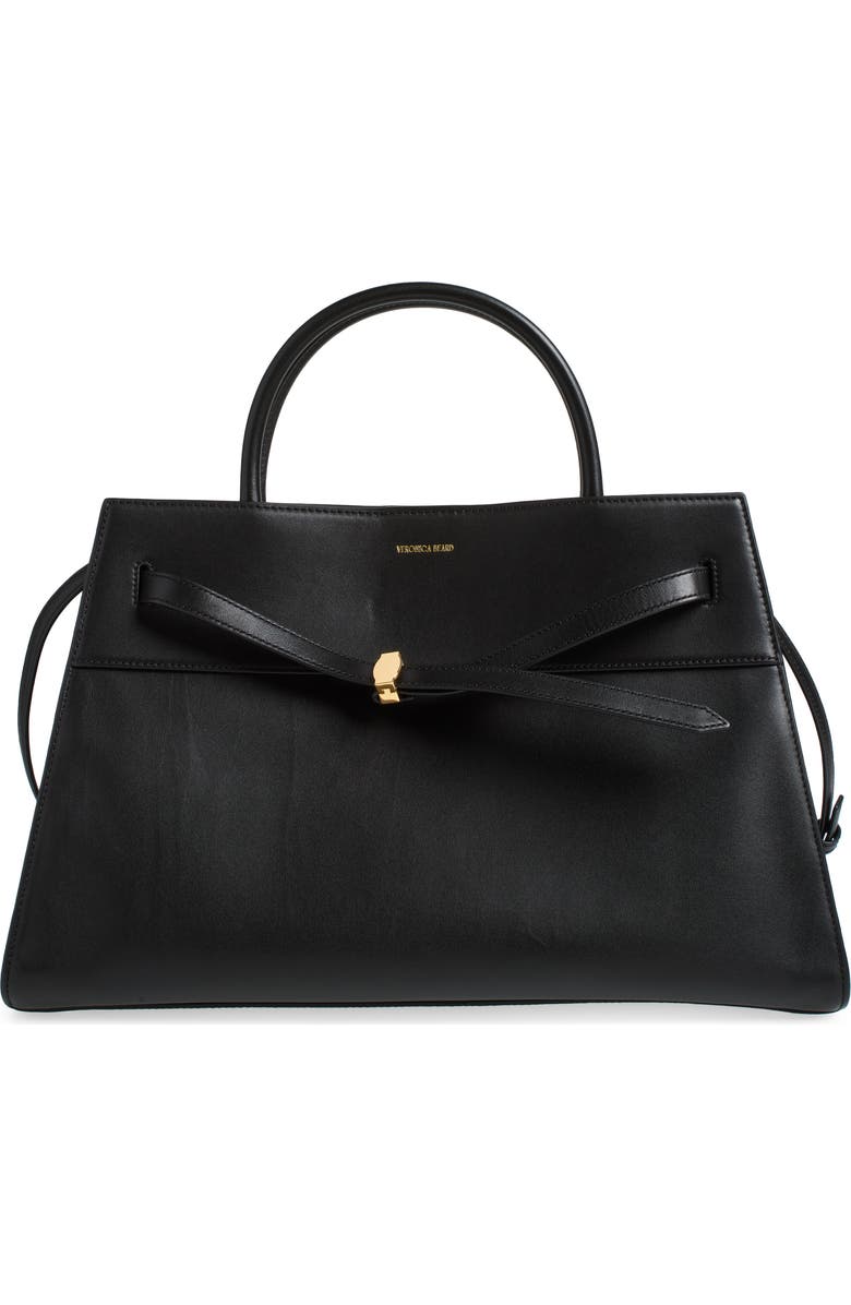 Veronica Beard Large Dash Leather Tote, Main, color, Black