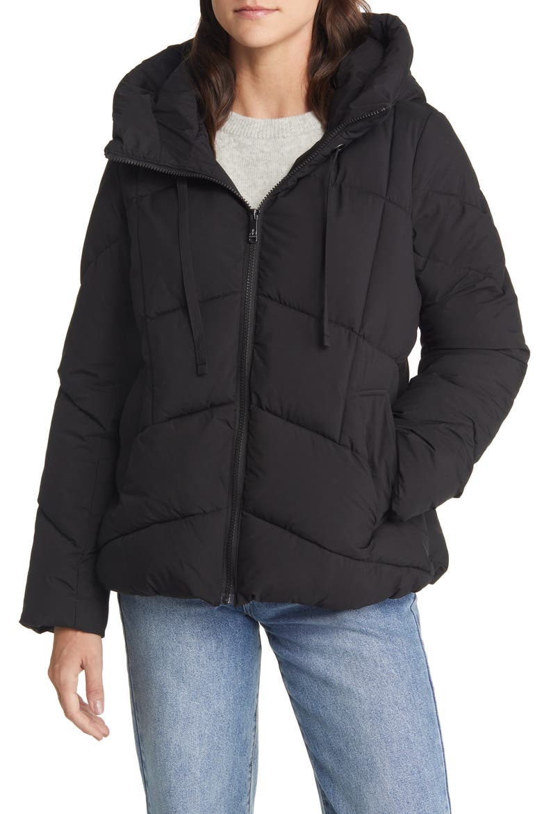 Hooded Puffer Coat, Alternate, color, BLACK